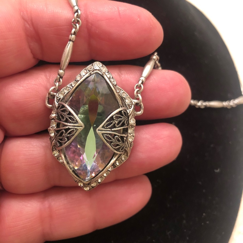 Light Vitrail Crystal/Ant. Silver Heirloom Pendant